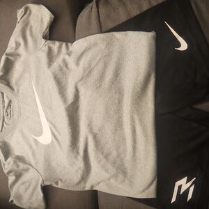 Nike Heather Gray Tee and Black Shorts Set